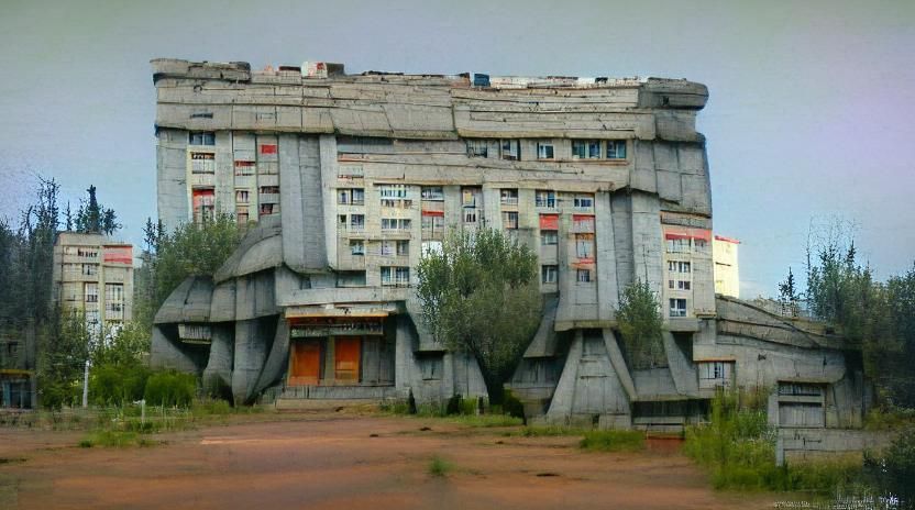 Dystopian Image of an Old Soviet Building