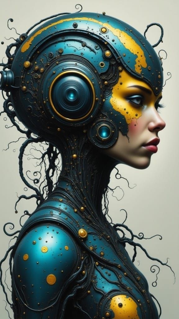Cyborg Woman Portrait in Giger Style