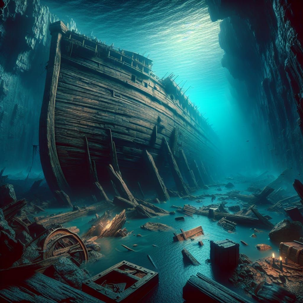 Sunken Ark: Underwater Digital Art Masterpiece