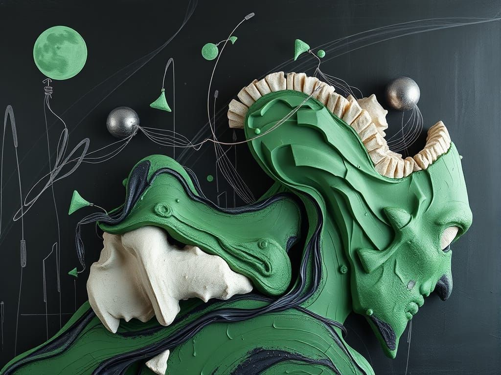 Surreal Blackboard Scene in Superior Green Modern Style