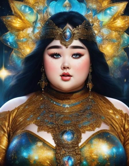 Hyperrealistic Portrait of a Starlight-Eyed Woman