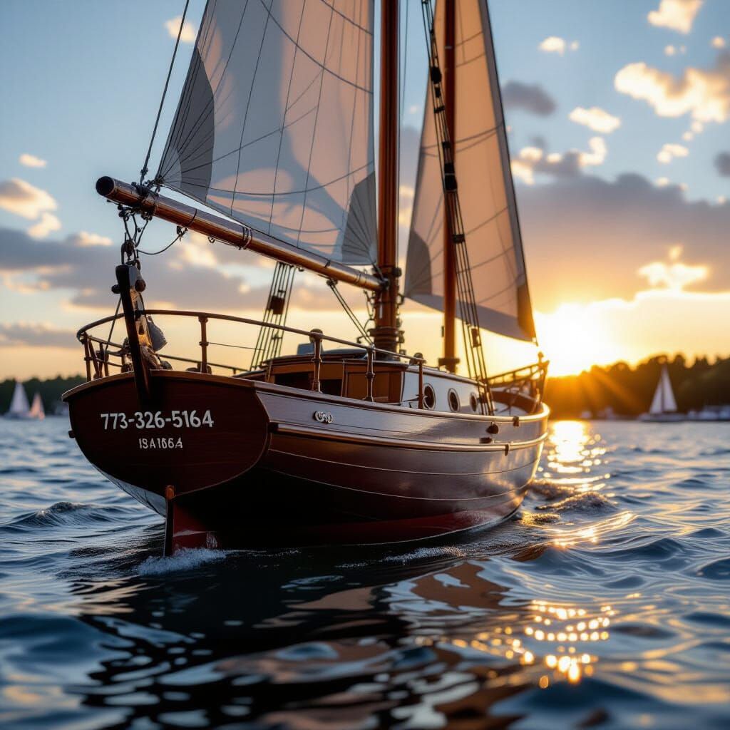 Photorealistic 1812 Sailboat Closeup with Cinematic Lighting