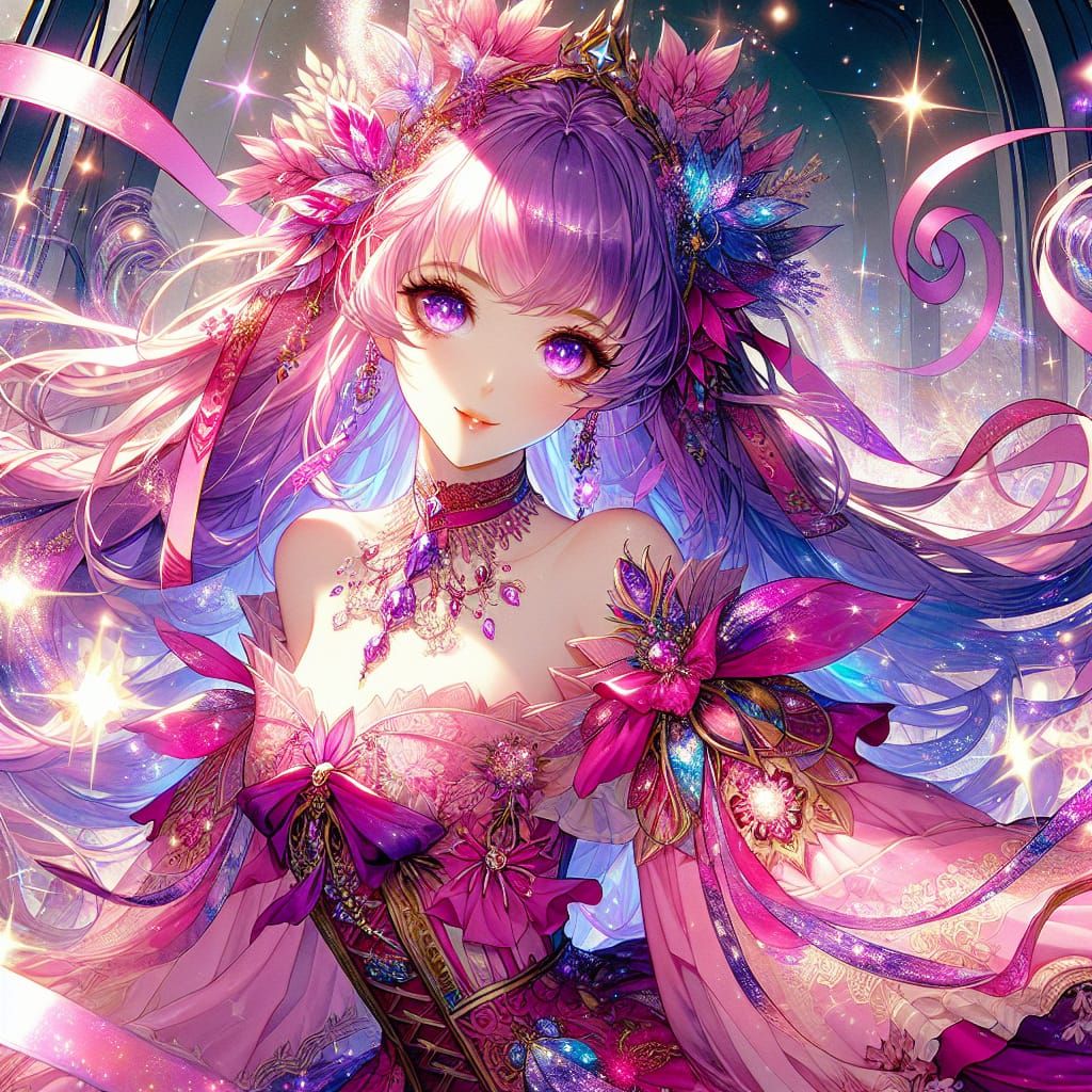 Magical Anime Maiden in Vibrant Pink Attire