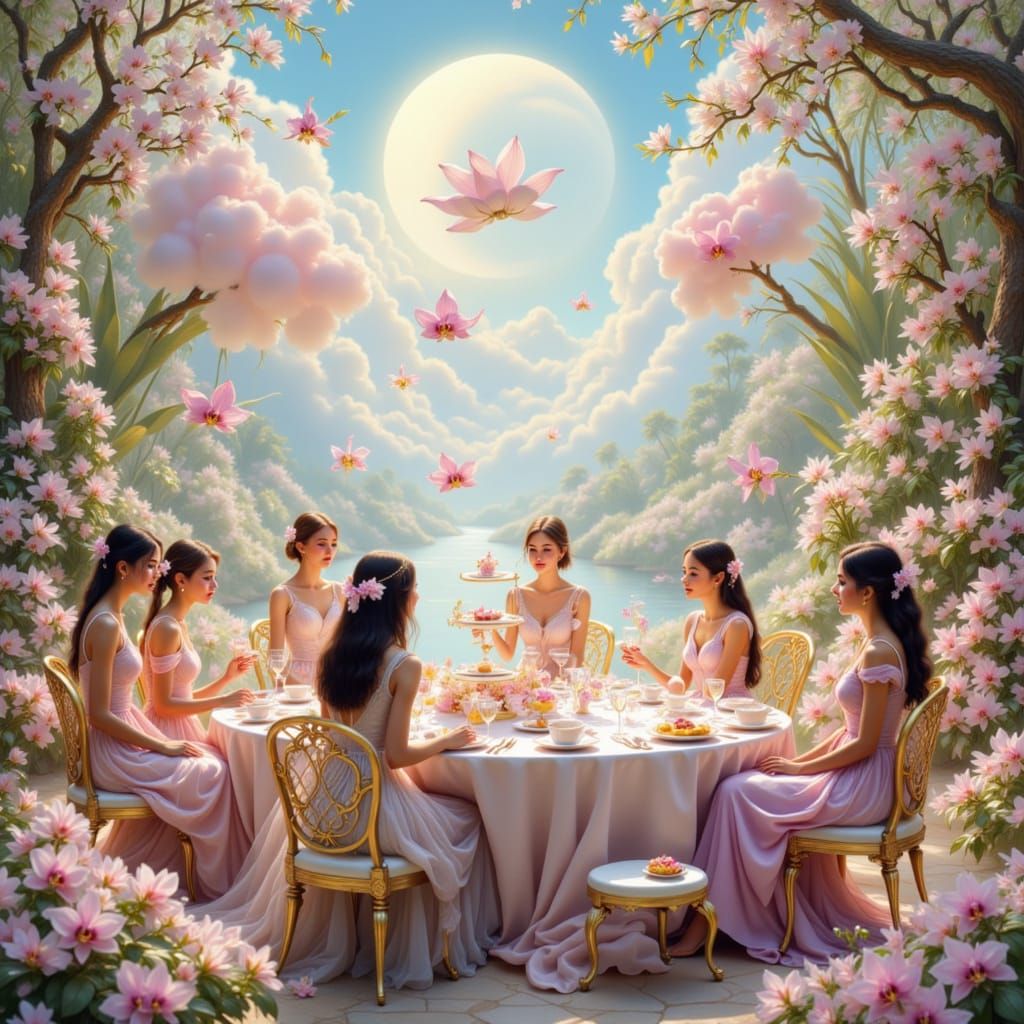 Whimsical Afternoon Tea on Pink Clouds