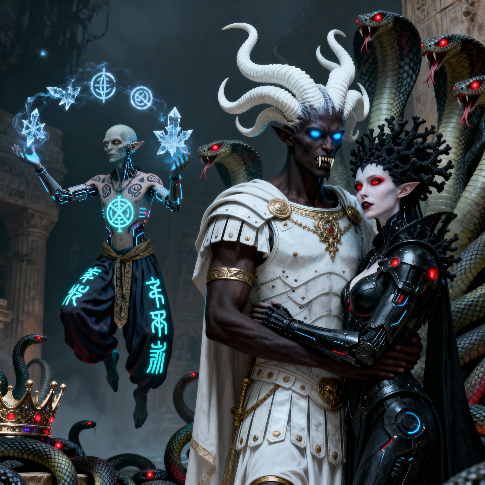 Alien Emperor Vampire with Horns and Sorcerer