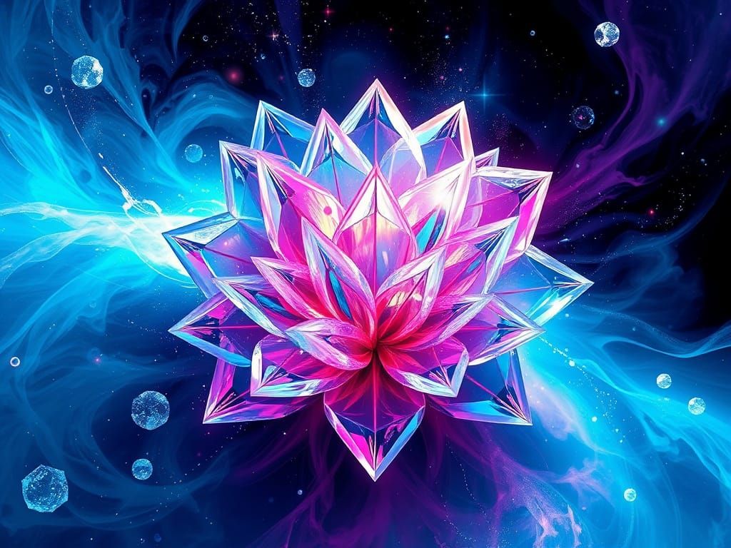 Abstract Ice Flowers in Cosmic Nebula