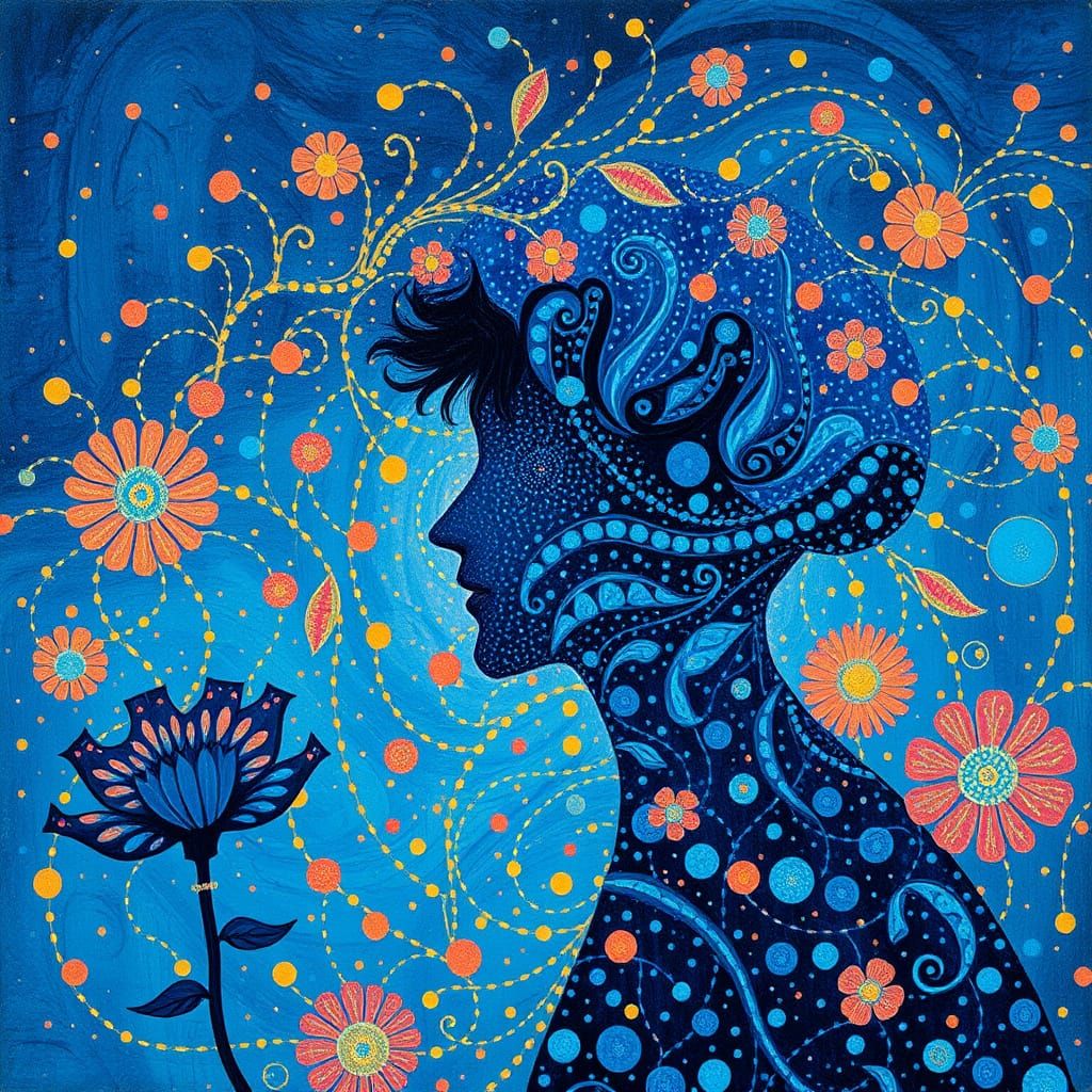 Mystical Union of Blue and Gold in Dreamlike Splendor