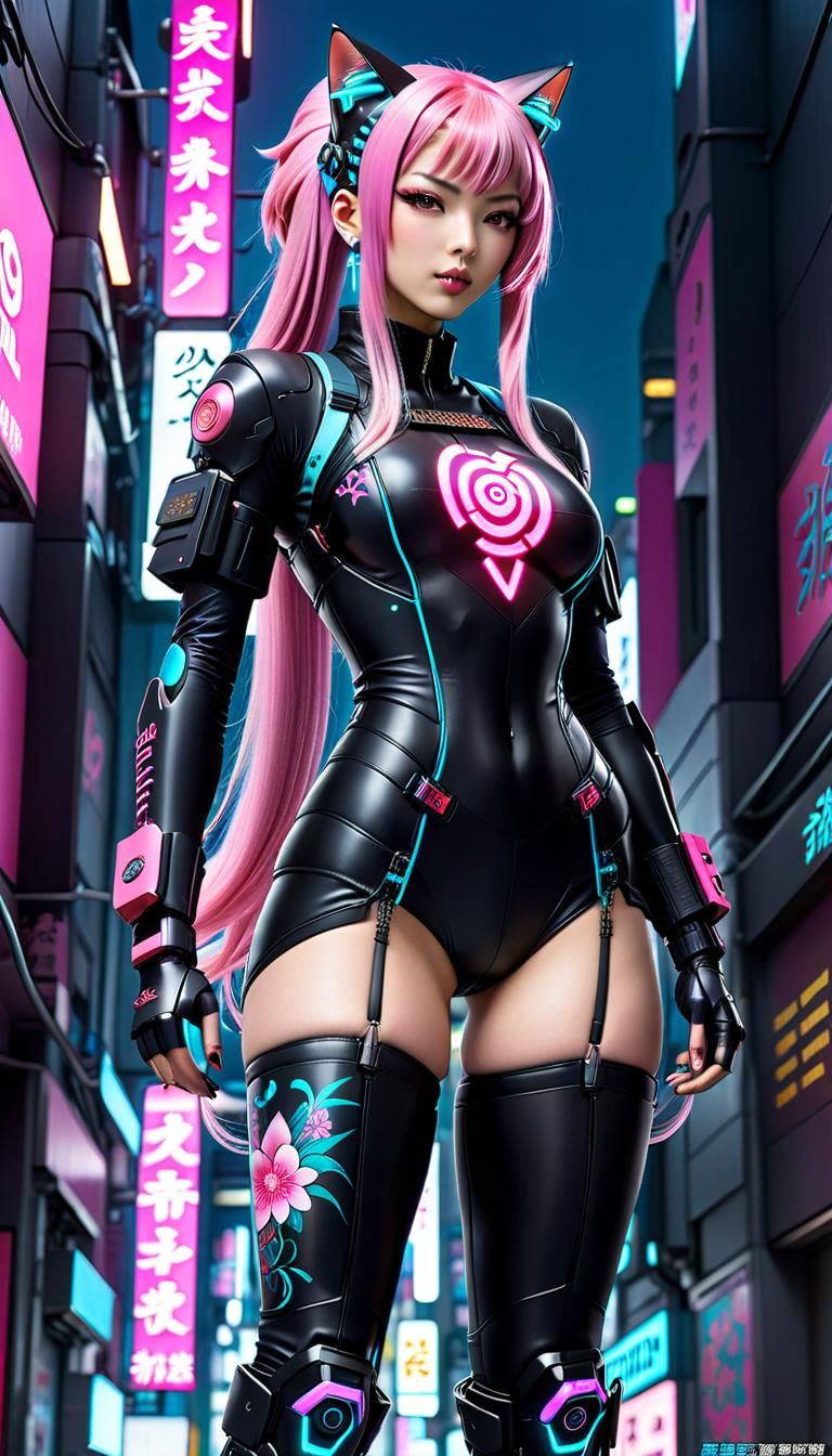 a pair of cyberpunk fashion wearing Japanese josei age 20 at...