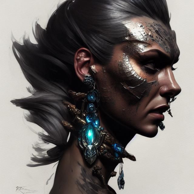 Girl with Dragon Tattoo: Hyperdetailed Portrait