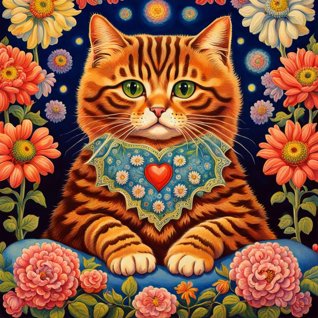 Kaleidoscope Cats in Art Nouveau Style