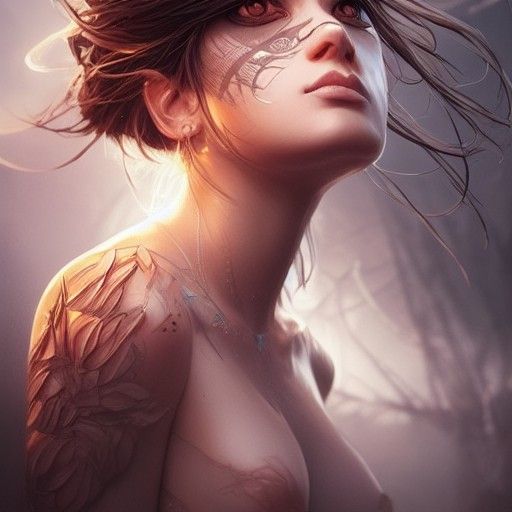 Elegant Amazonian Digital Illustration in Hyper-Realism