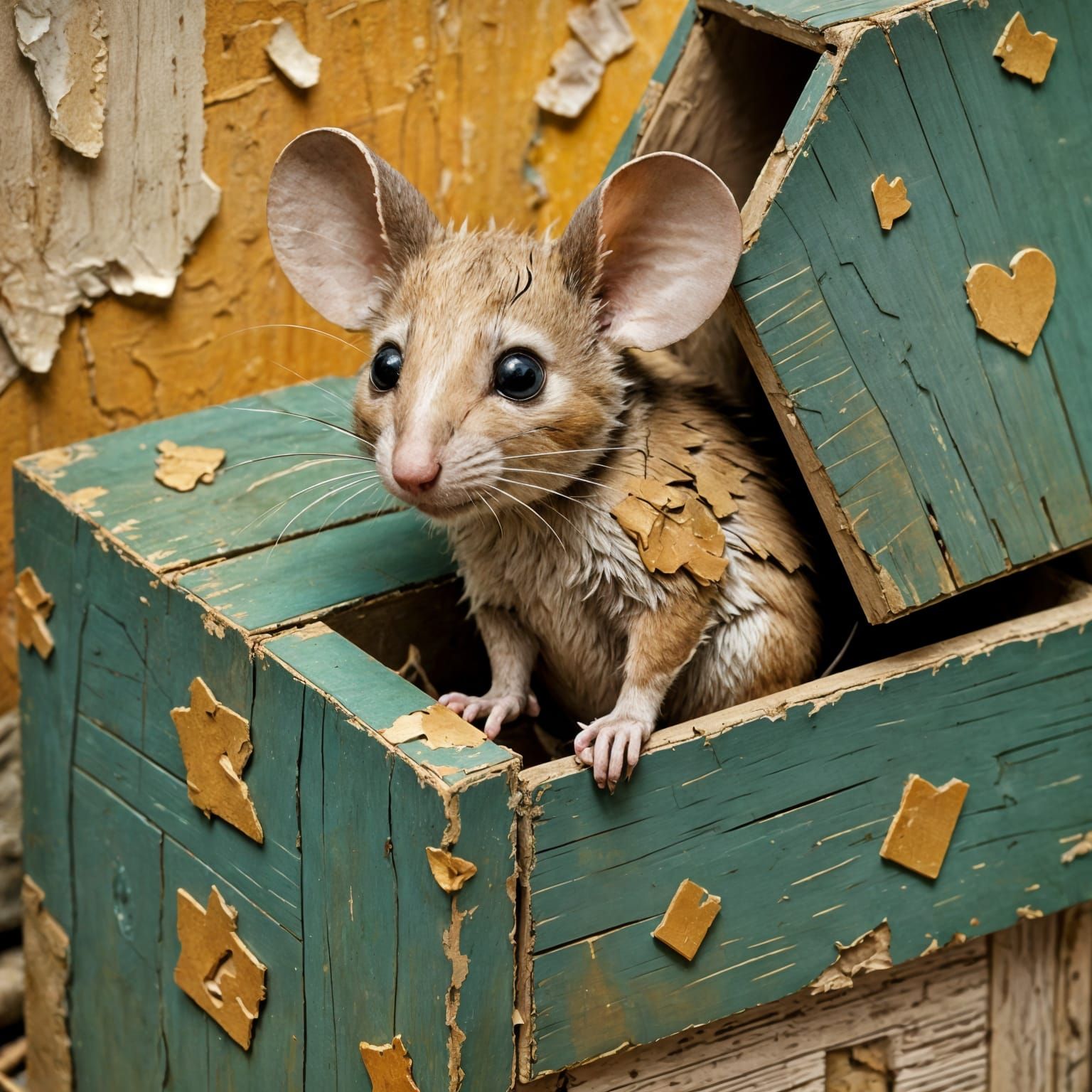 Shy Mouse Hiding in a Box Art