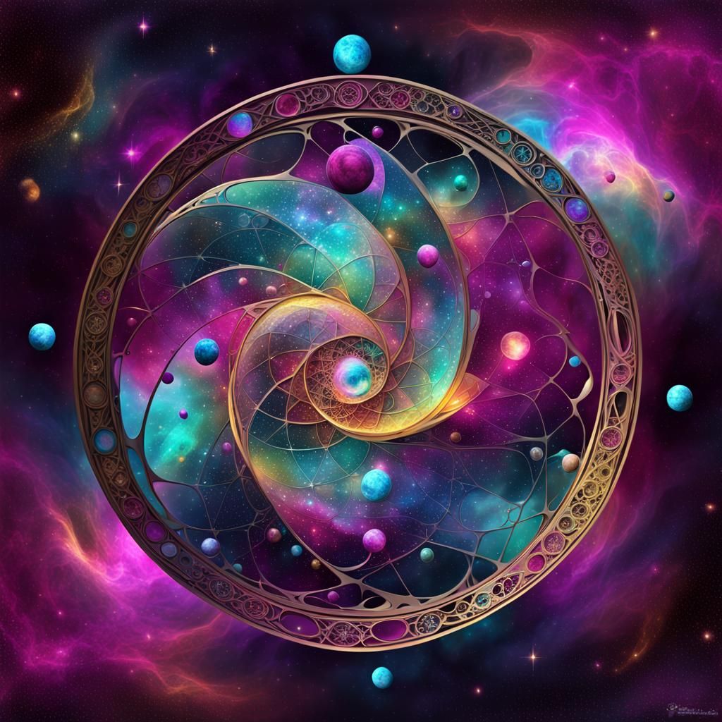 Futuristic Universe with Nebulas and Voronoi Rainbow