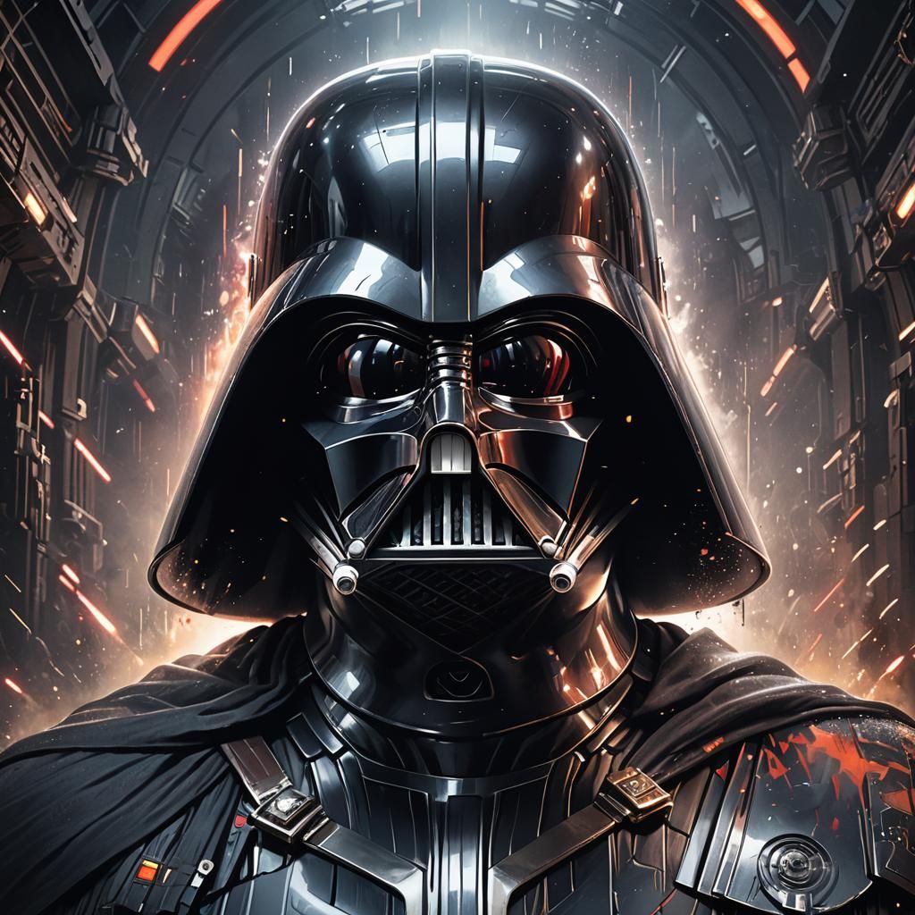 Darth Vader Portrait in Digital Art Style