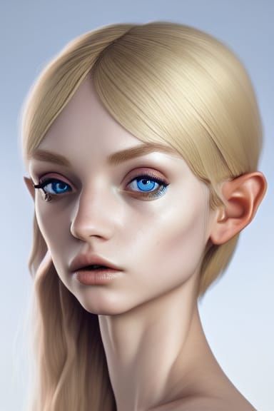 Beautiful Nude Elf Princess in Hyperrealistic Style