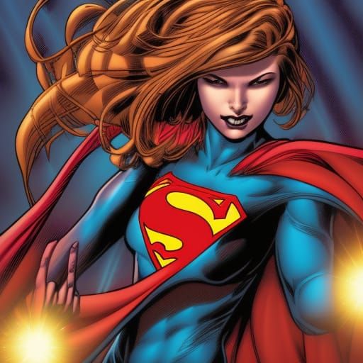 Bold Female Superhero in Comic Book Style