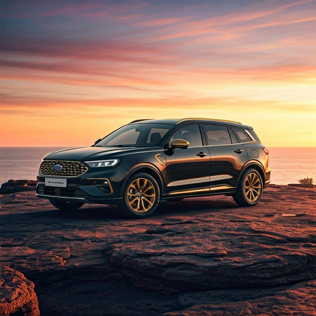 Reimagined Ford Territory: Futuristic Black Wagons on Cliffs...