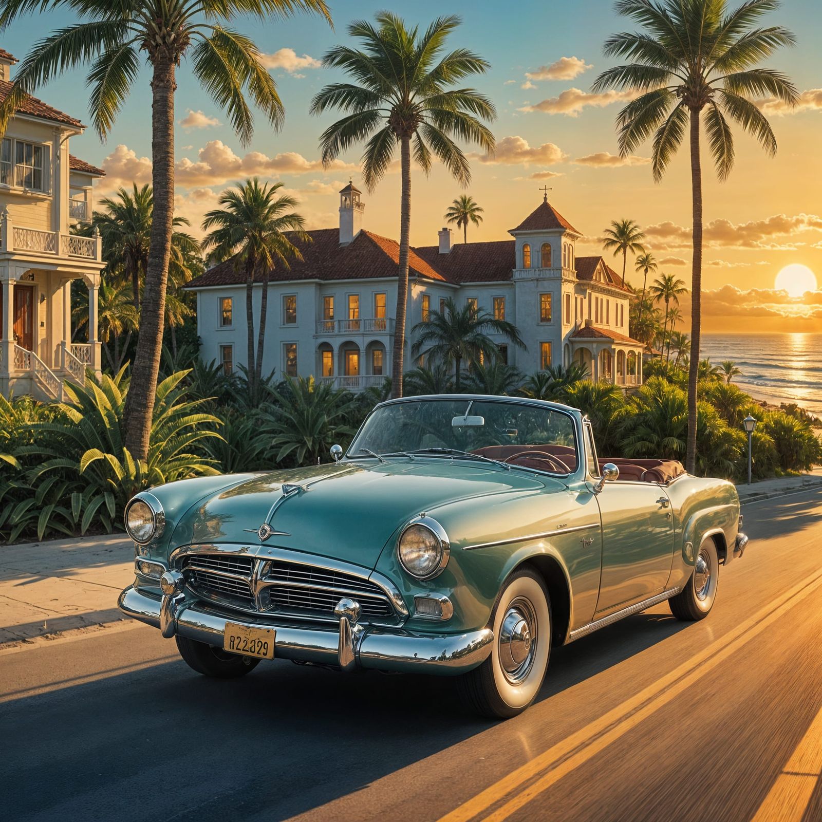 1950 Studebaker Convertible on Coastal Highway