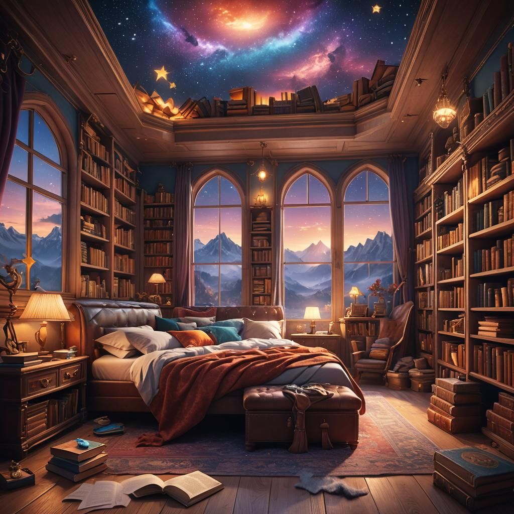 Magical Bedroom Concept Art in Unreal Engine 5 Style