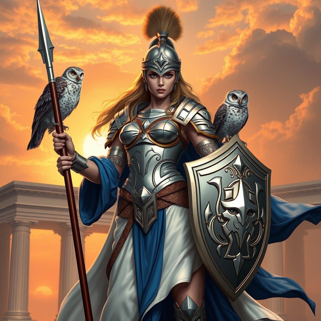 Armored Warrior with Owl in Digital Art