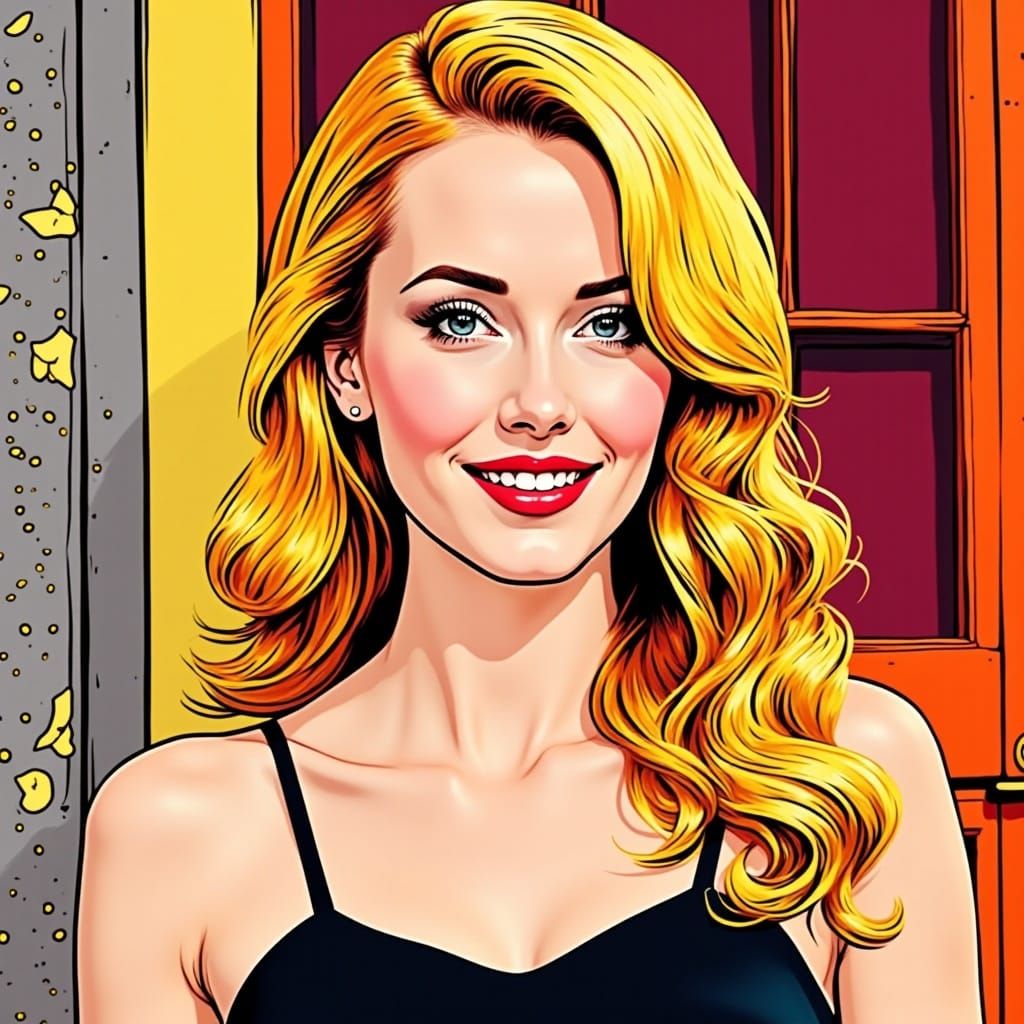 Deborah Ann Woll Smiling in Pop Art Style