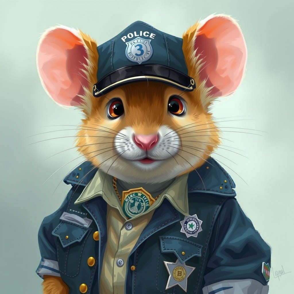 Cute Mouse in Police Officer Uniform
