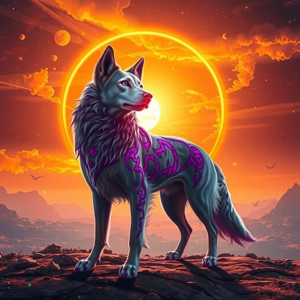 Ethereal Canine in Cosmic Nebula