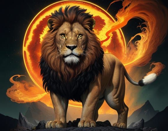Regal Lion in Hyperrealistic Art Style