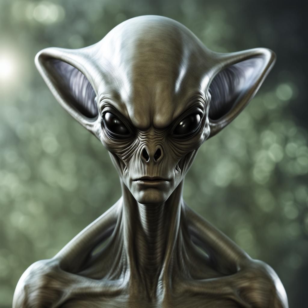 Photorealistic Alien Encounter Image