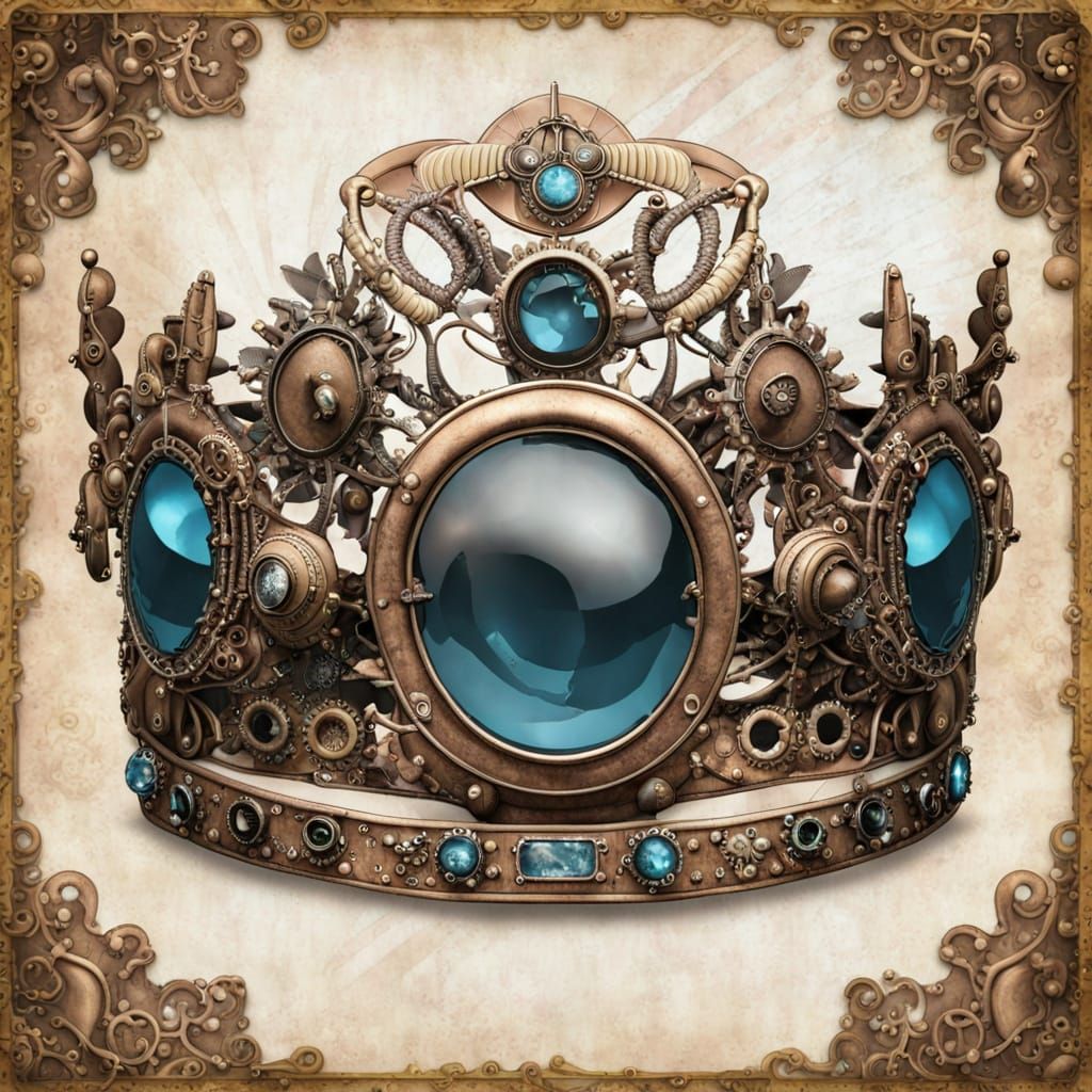 Intricate Steampunk Tiara Design with Gears and Clockwork