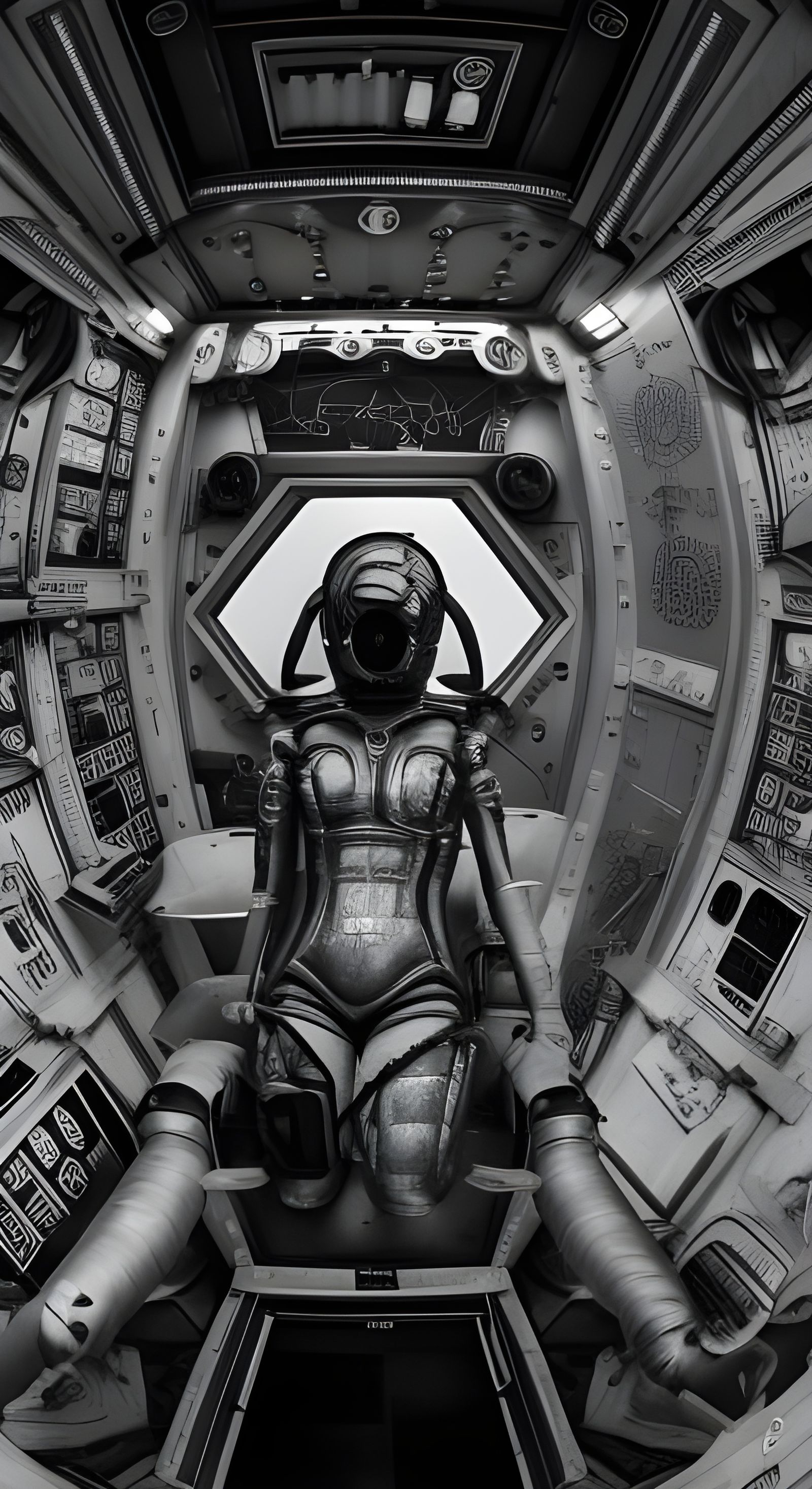 Female Space Navigator in Giger-esque Style