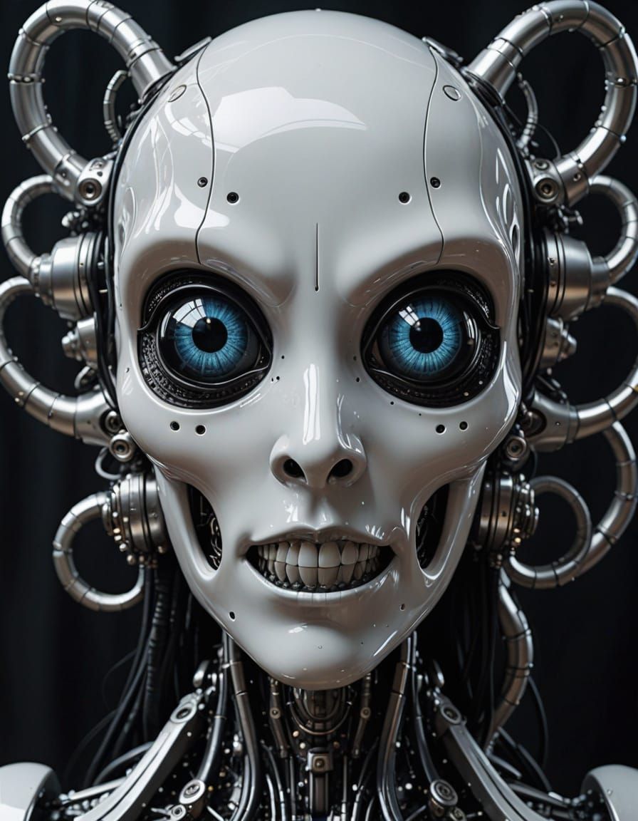 Beautiful Robot Face with Gothic and Octopoid Features