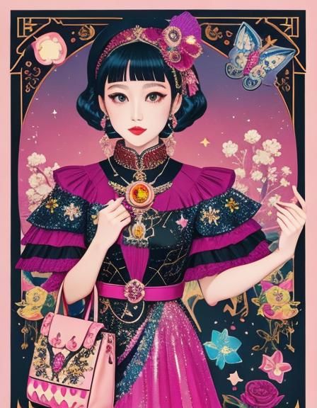 Glittery Sanrio Purse in Art Deco Byzantine Style