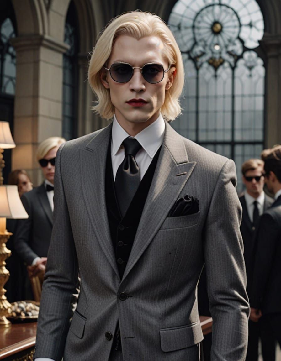 Modern Vampire in Haute Couture Grey Suit