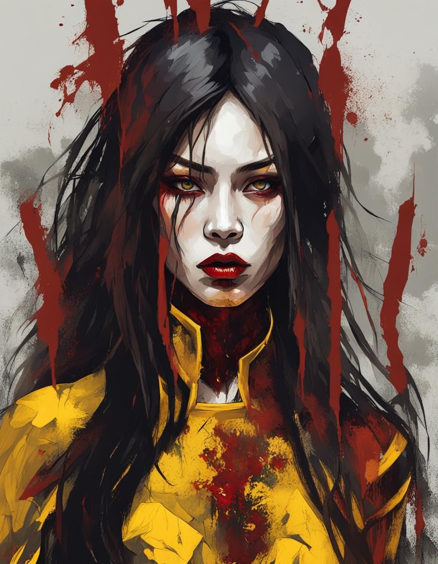 Vietnamese girl. Dressed as a vampire warrior.