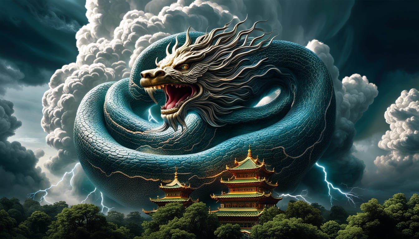 Majestic Thundercloud Dragon in Anime Style