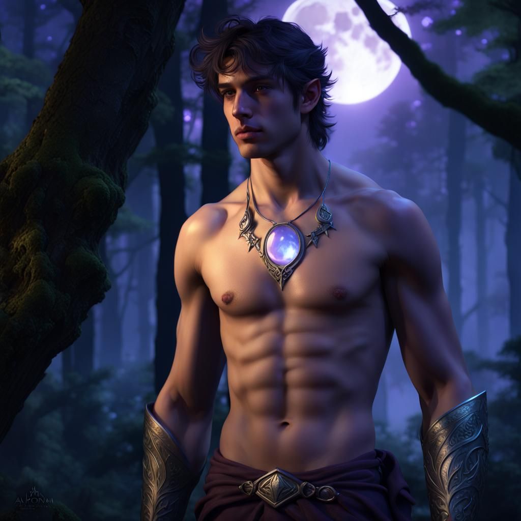 Moonlit Elf in Dark Fantasy Style