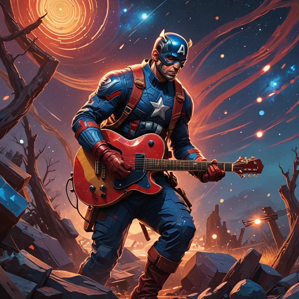 Captain America in Mystical Realm, Digital Art