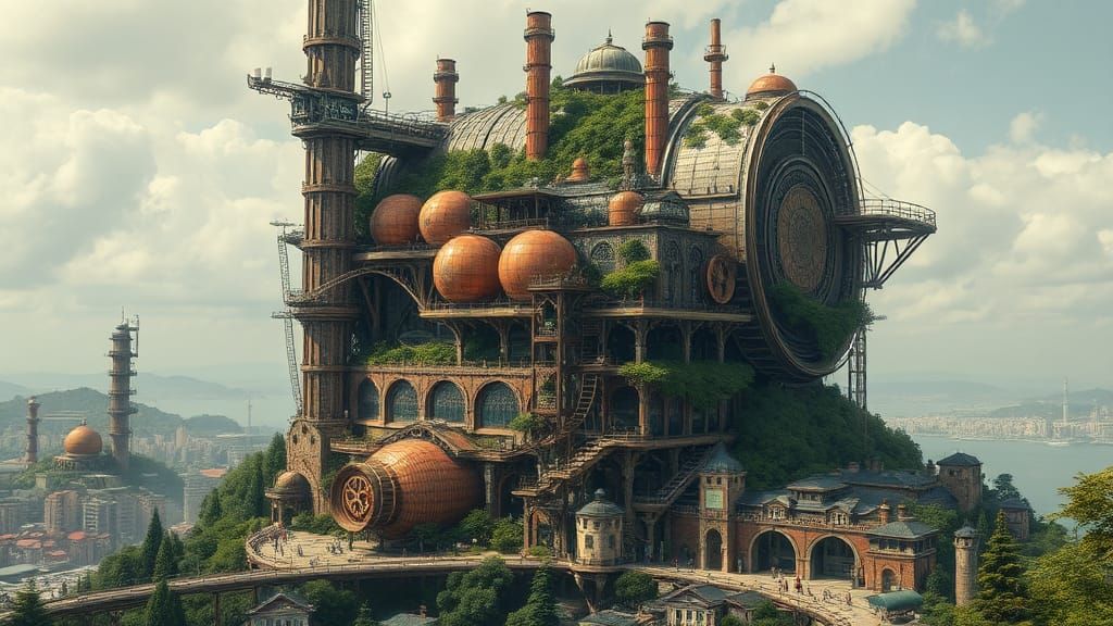 ancient arcology: an old self-contained, densely populated city that combines architecture and ecology to create a susta...