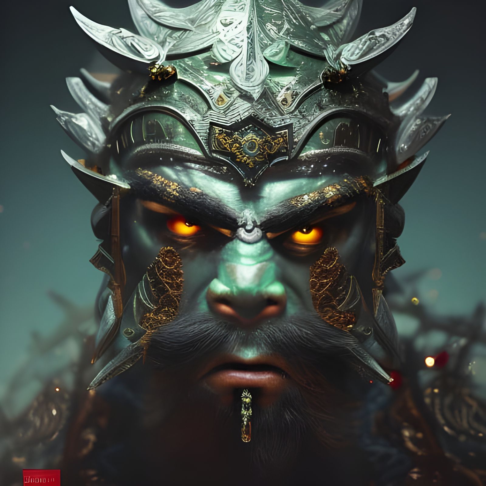 Christmas Orc King Portrait in Daedalic Armor