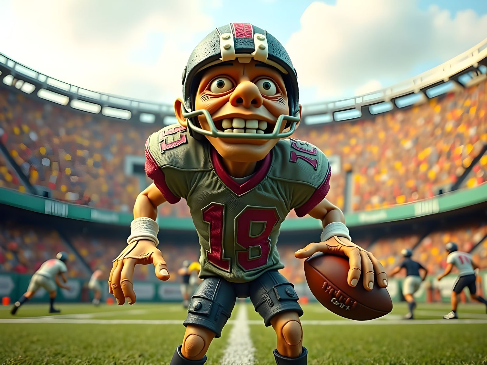 Claymation Football Player in Stop Motion Style