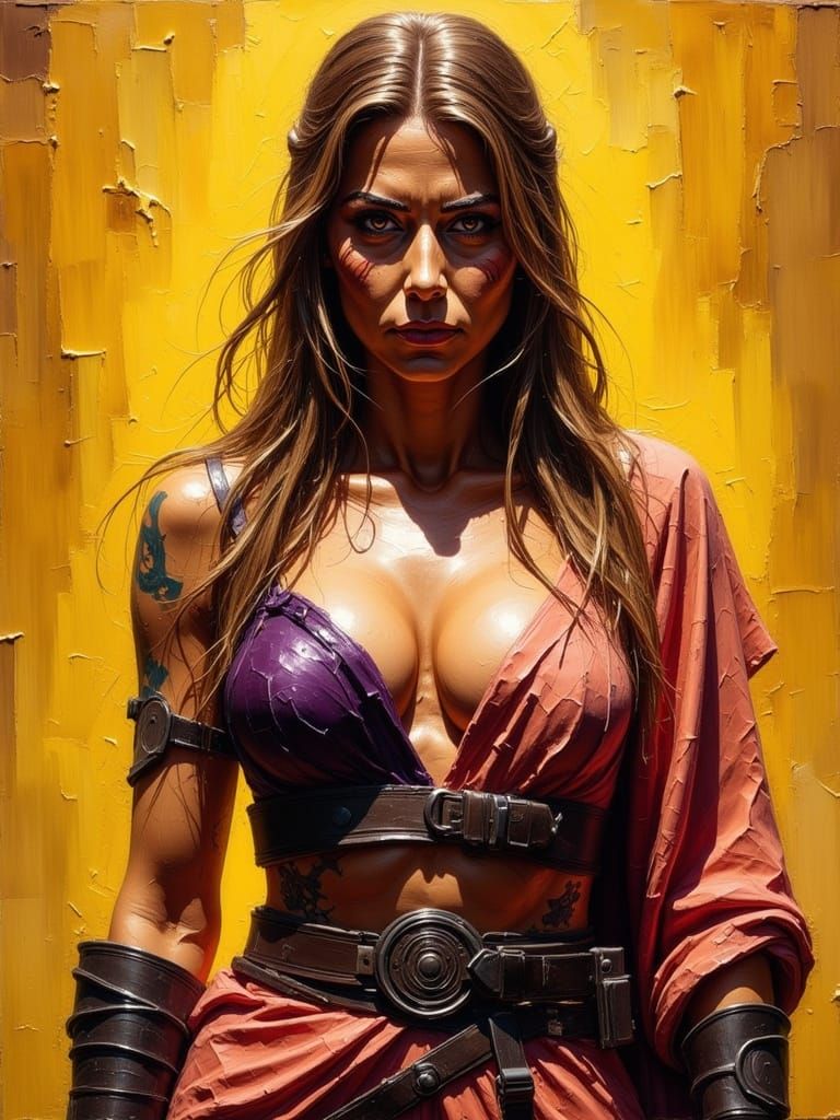 Ethereal Female Viking Warrior in Dramatic Chiaroscuro Effec...