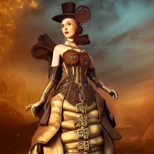 Steampunk Woman: Detailed Matte Painting