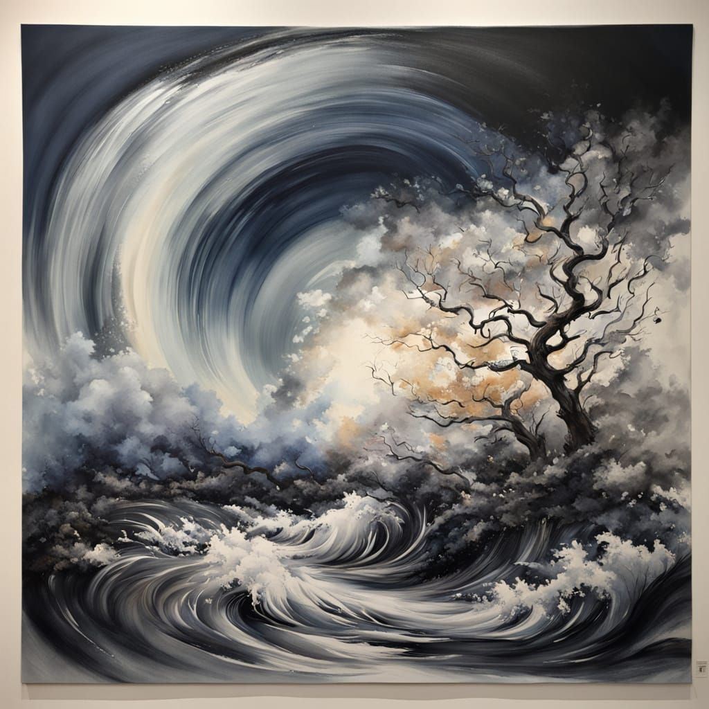 Whirlwind in Living Room: Meticulous Ink Painting