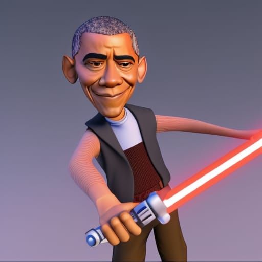 Obama with Lightsaber: Pixar-Style 3D Digital Art