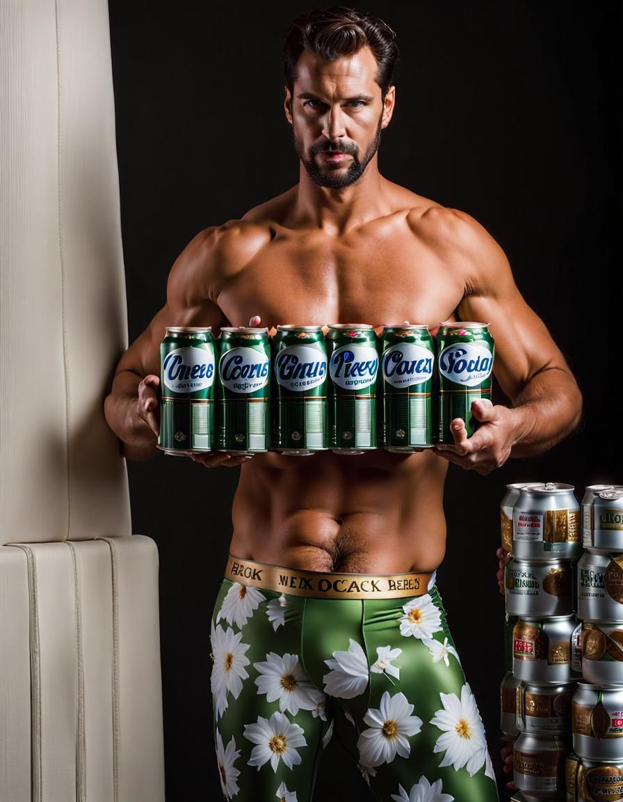 Handsome Man in Pantyhose Holding Beer: Professional Photo