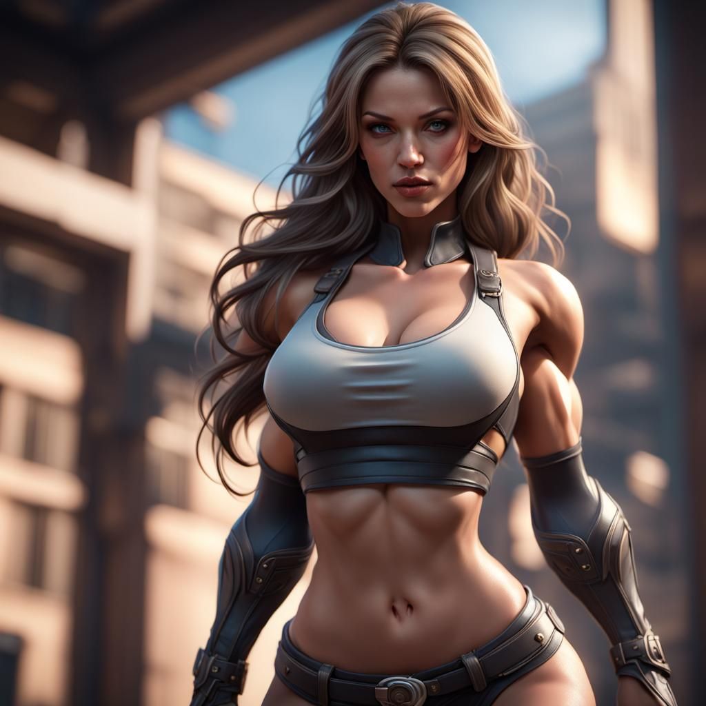 Attractive Woman with Athletic Build in 3D Game Style