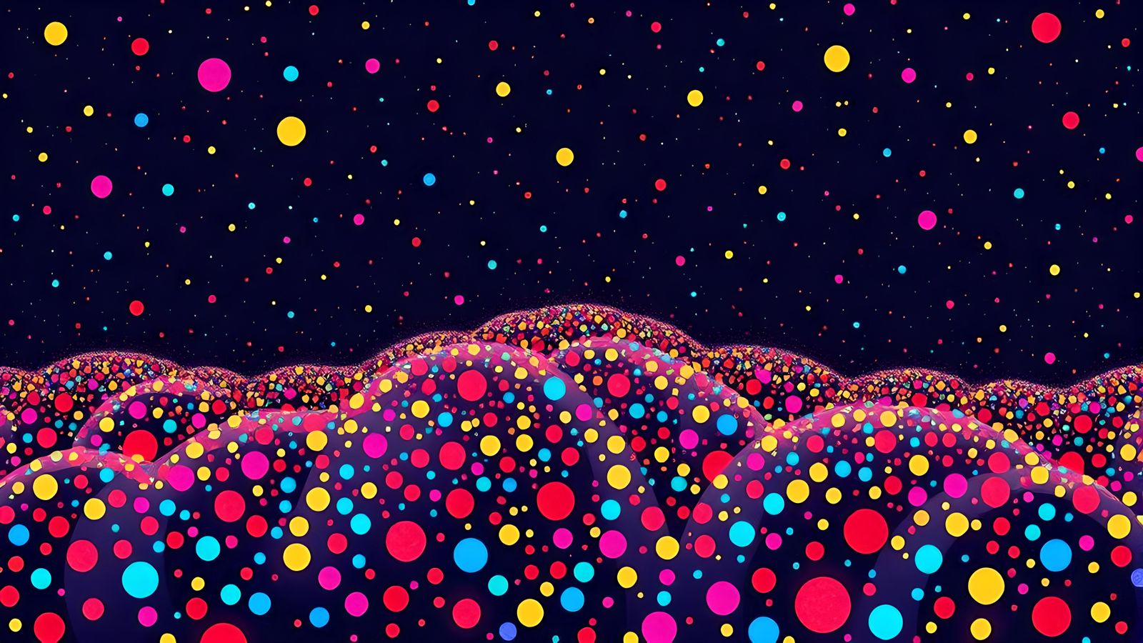 Colorful Dotted Night Landscape in 3D Style