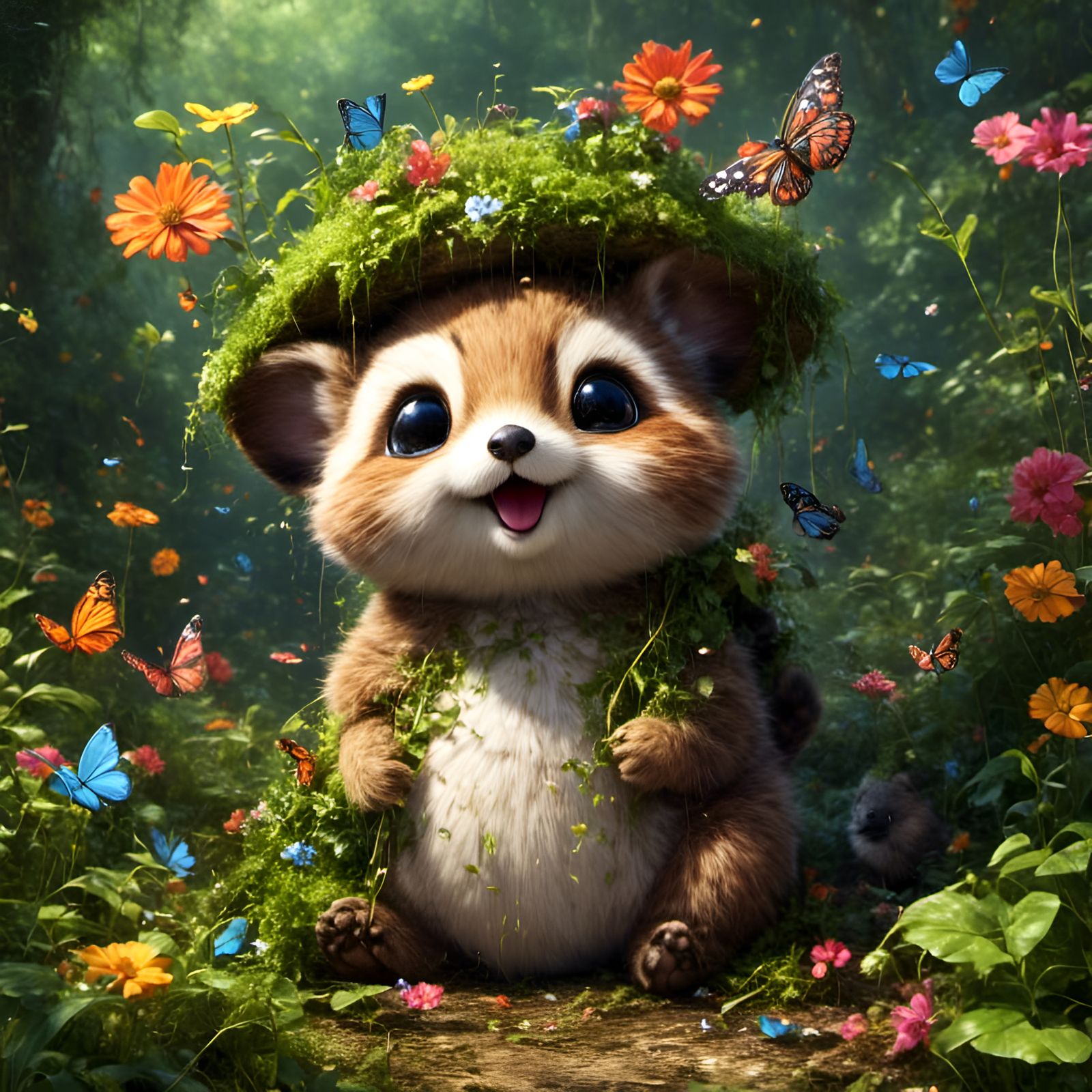 Adorable Animal Illustration with Graffiti Elements