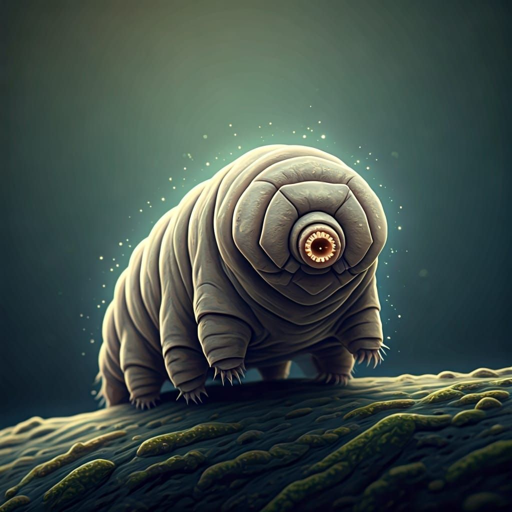 Enchanted Tardigrade in Hyperrealistic Digital Painting